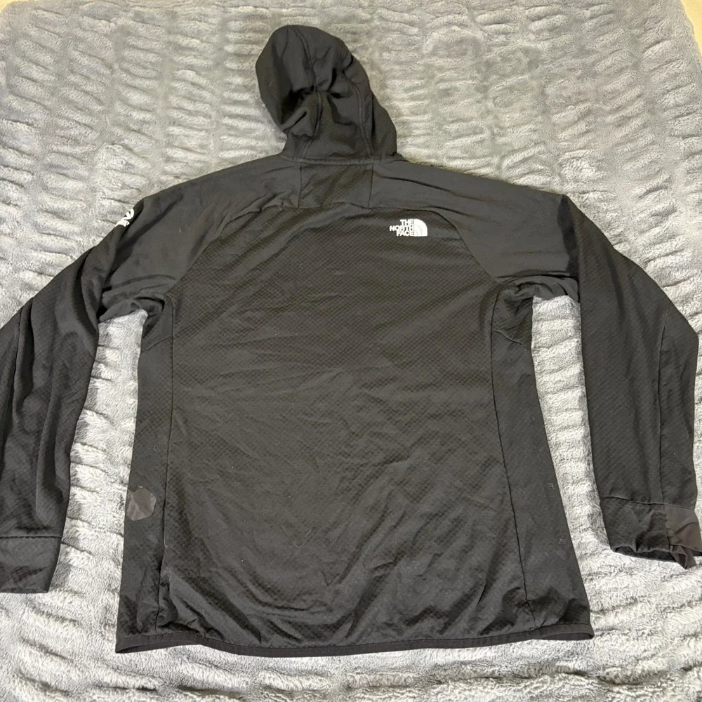 The North Face Summit Series Mens L Black Grid Fleece Full Zip Hooded Jacket